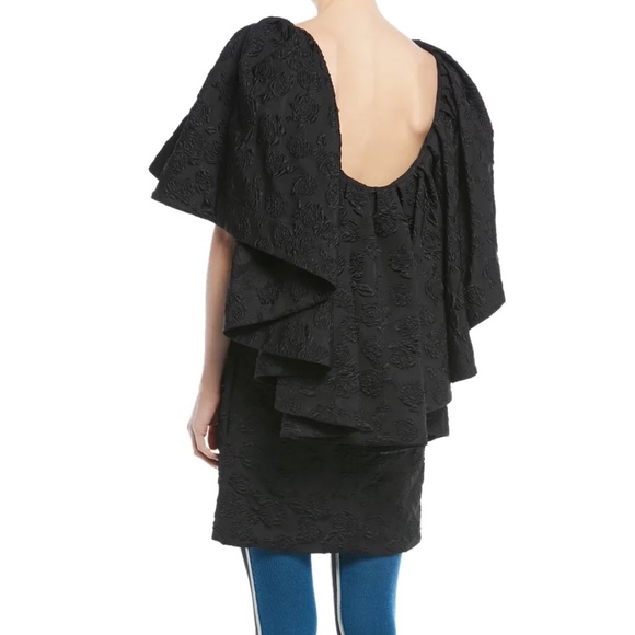 CALVIN KLEIN 205W39NYC Black HighNeck Ruffle Floral Jacquard Mini Cocktail Dress - Picture 6 of 9